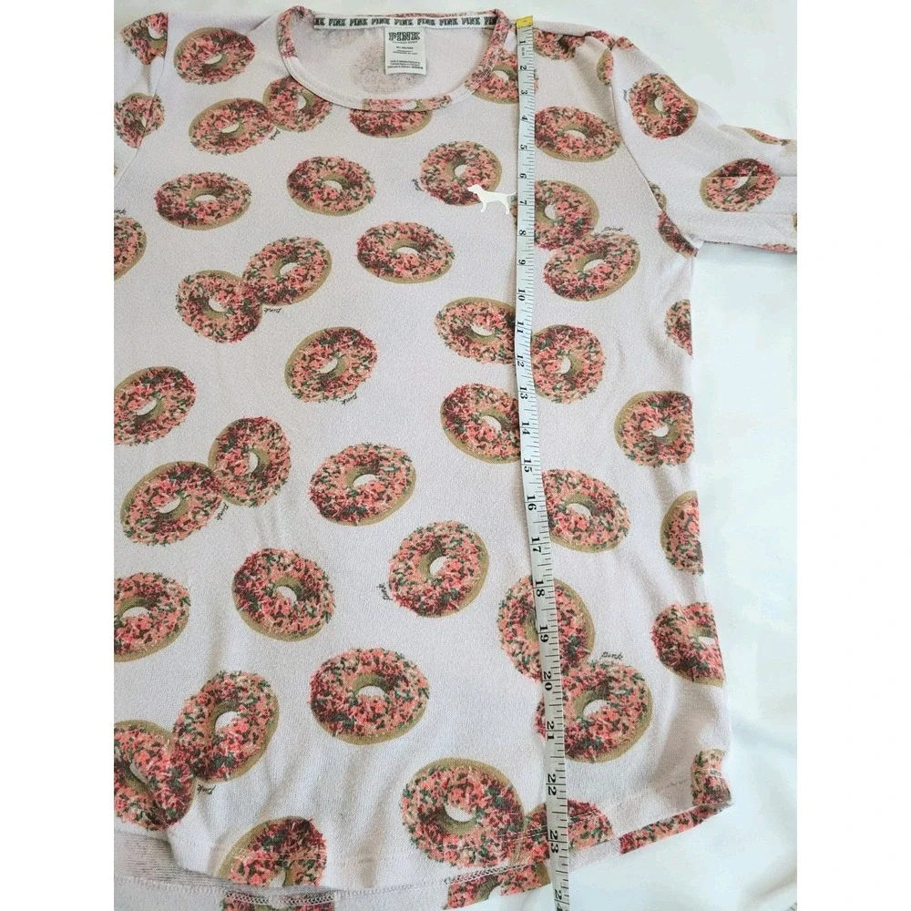 Victoria's Secret PINK Sleepwear Pajama Top Donuts Cozy Tee Long Sleeve Sz M‎